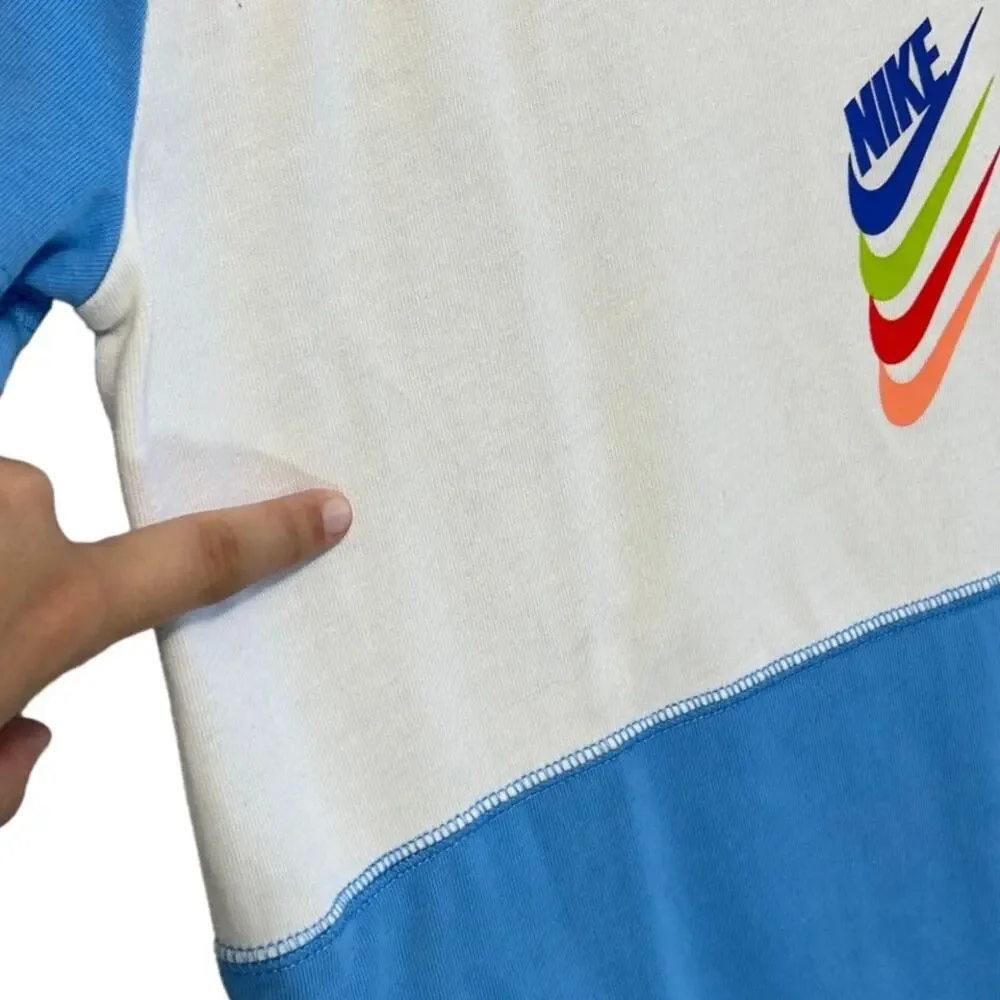 Nike Sportswear Short Sleeve T-Shirt Dress Big Kids Girl's Sz L Blue Colorblock